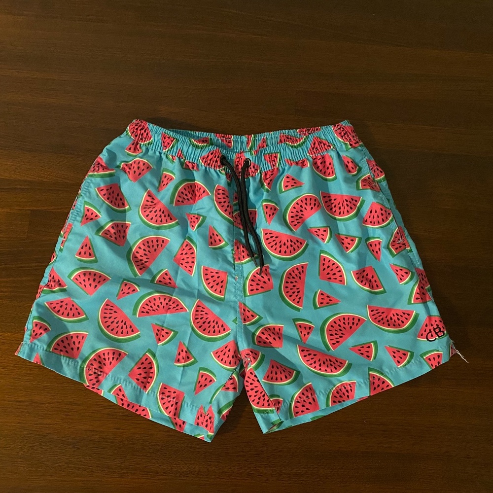 Cabana Bros Men's Swim Trunks, Board Shorts, Watermelons, Size Medium